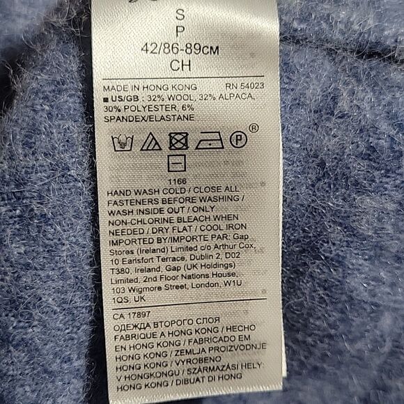 Banana Republic Alpaca Wool Blend Cropped Cardigan Womens Small Blue Soft Fuzzy - Picture 11 of 11